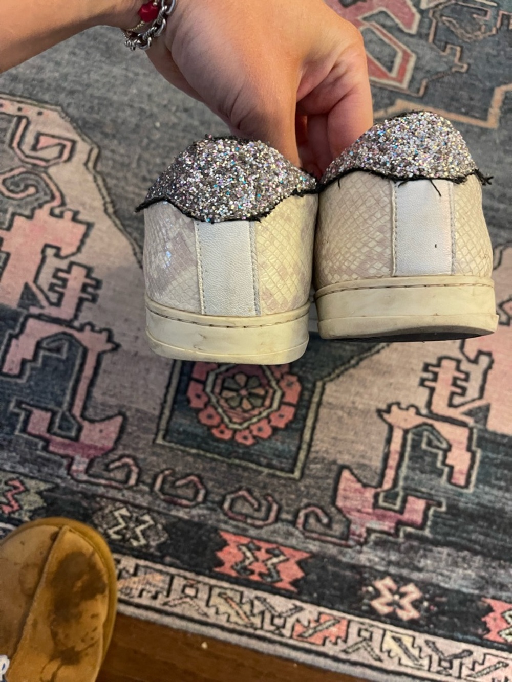 P448 Metallic Silver Python-Texture Sneakers - Picture 3 of 6